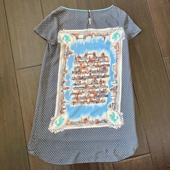 Anthropologie Maeve Around Town Charming Printed Silk Tee Dress ~ Size L - Picture 5 of 10